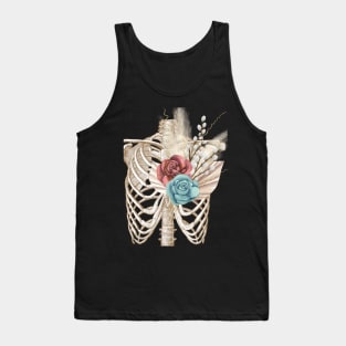 Thorax Skeleton with Blue Roses Tank Top